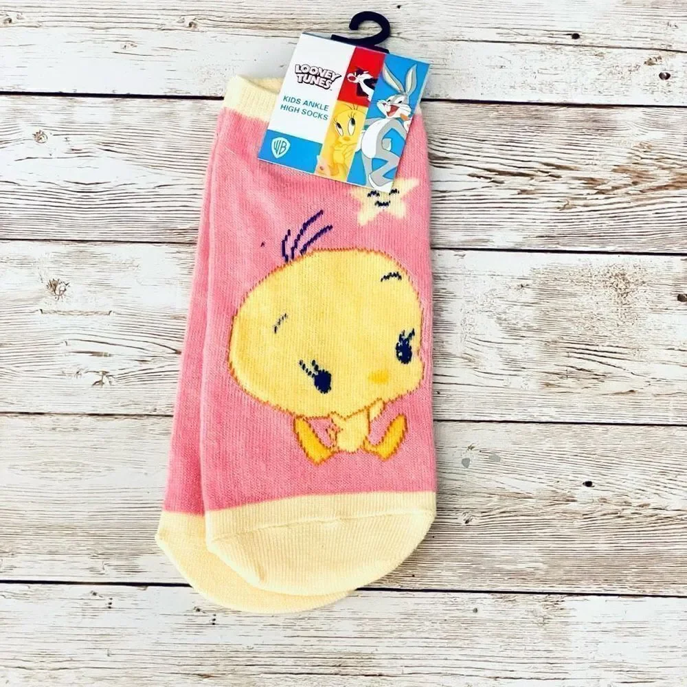 NWT WB  Babies Looney Tunes Kids Girl’s 5 Pack Pink Blue Purple Ankle High Socks
